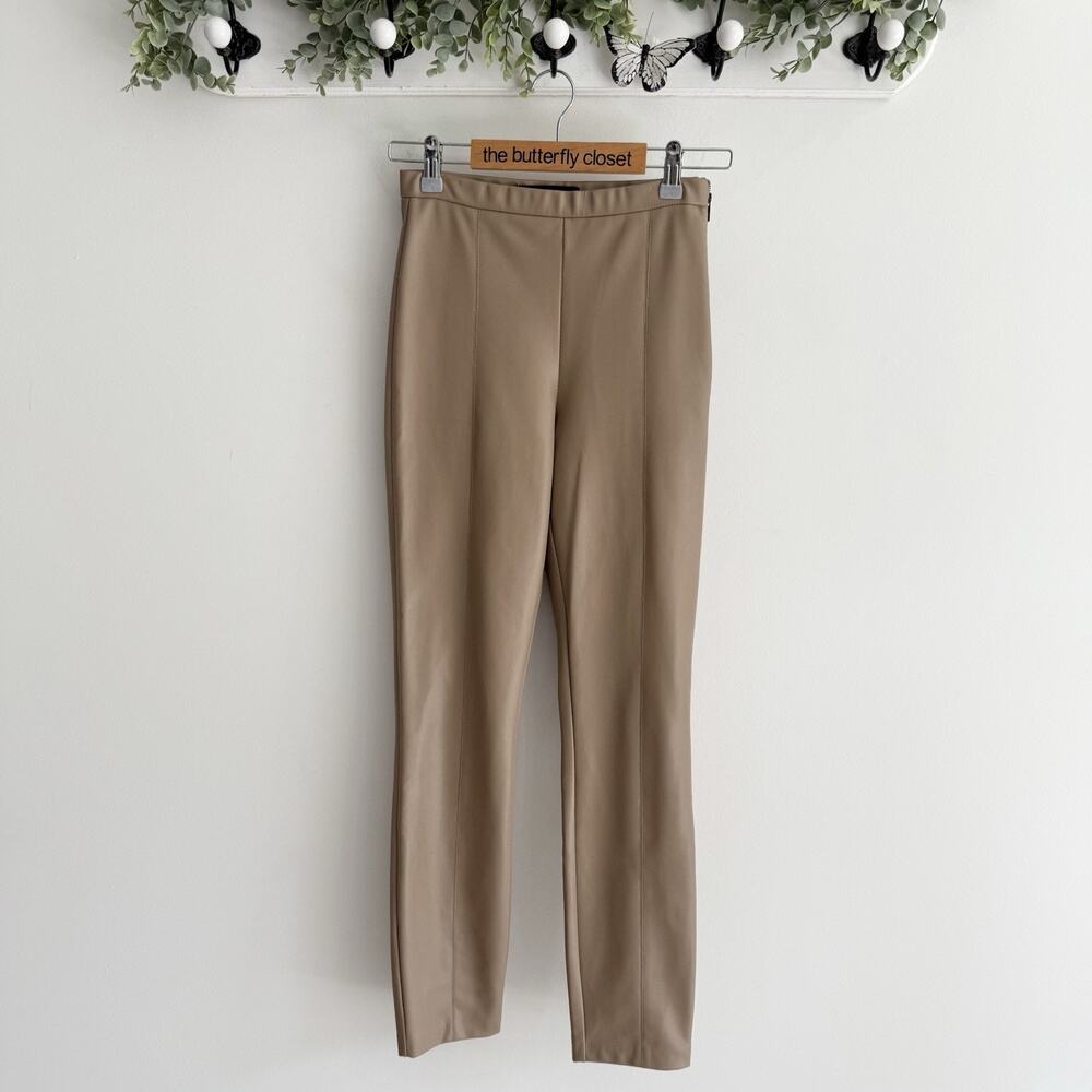 ZARA Women's Faux Leather Skinny Leggings Taupe Brown Size US Small 174038